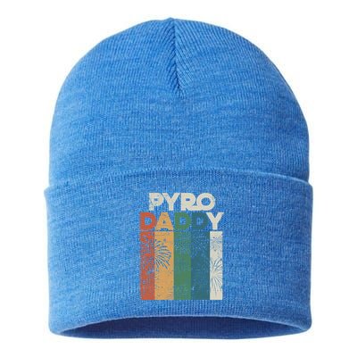 Retro Pyro Daddy Pyrotechnician Father Fireworks Technician Meaningful Gift Sustainable Knit Beanie