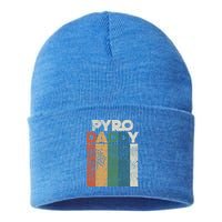 Retro Pyro Daddy Pyrotechnician Father Fireworks Technician Meaningful Gift Sustainable Knit Beanie