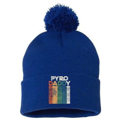 Retro Pyro Daddy Pyrotechnician Father Fireworks Technician Meaningful Gift Pom Pom 12in Knit Beanie