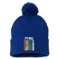 Retro Pyro Daddy Pyrotechnician Father Fireworks Technician Meaningful Gift Pom Pom 12in Knit Beanie