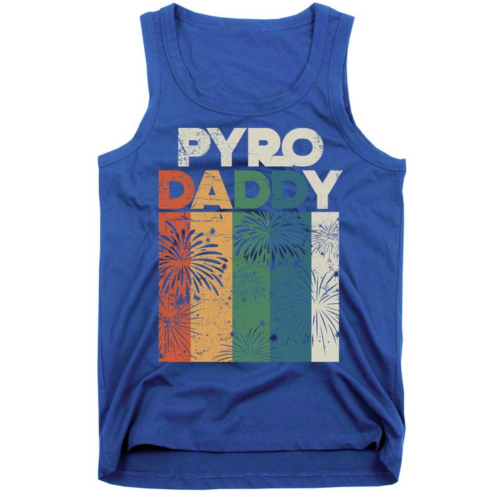 Retro Pyro Daddy Pyrotechnician Father Fireworks Technician Meaningful Gift Tank Top
