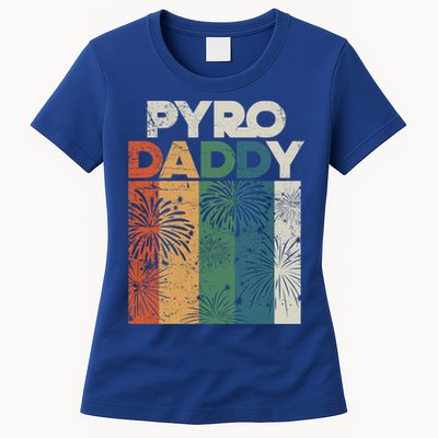 Retro Pyro Daddy Pyrotechnician Father Fireworks Technician Meaningful Gift Womens T-Shirt