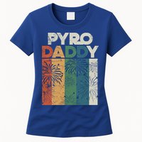 Retro Pyro Daddy Pyrotechnician Father Fireworks Technician Meaningful Gift Womens T-Shirt
