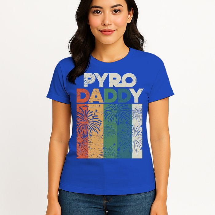 Retro Pyro Daddy Pyrotechnician Father Fireworks Technician Meaningful Gift Womens T-Shirt