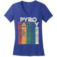 Retro Pyro Daddy Pyrotechnician Father Fireworks Technician Meaningful Gift Women's V-Neck T-Shirt