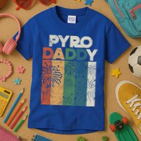 Retro Pyro Daddy Pyrotechnician Father Fireworks Technician Meaningful Gift Kids T-Shirt