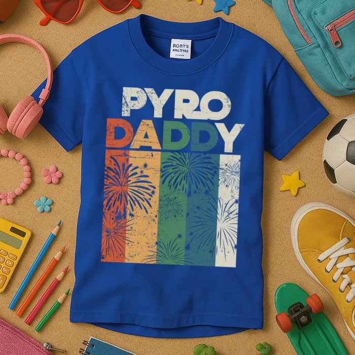 Retro Pyro Daddy Pyrotechnician Father Fireworks Technician Meaningful Gift Kids T-Shirt