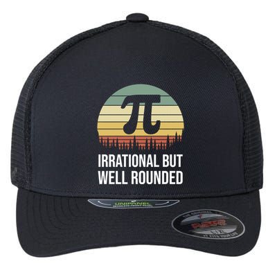 Retro Pi Day Irrational But Well Rounded Funny Math Teacher Gift Flexfit Unipanel Trucker Cap