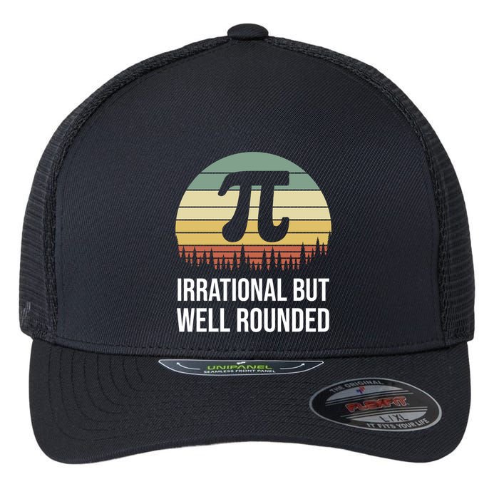Retro Pi Day Irrational But Well Rounded Funny Math Teacher Gift Flexfit Unipanel Trucker Cap