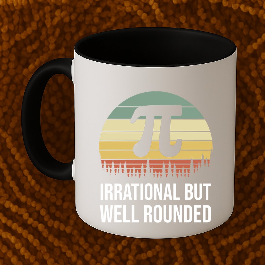 Retro Pi Day Irrational But Well Rounded Funny Math Teacher Gift Mug