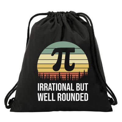 Retro Pi Day Irrational But Well Rounded Funny Math Teacher Gift Drawstring Bag