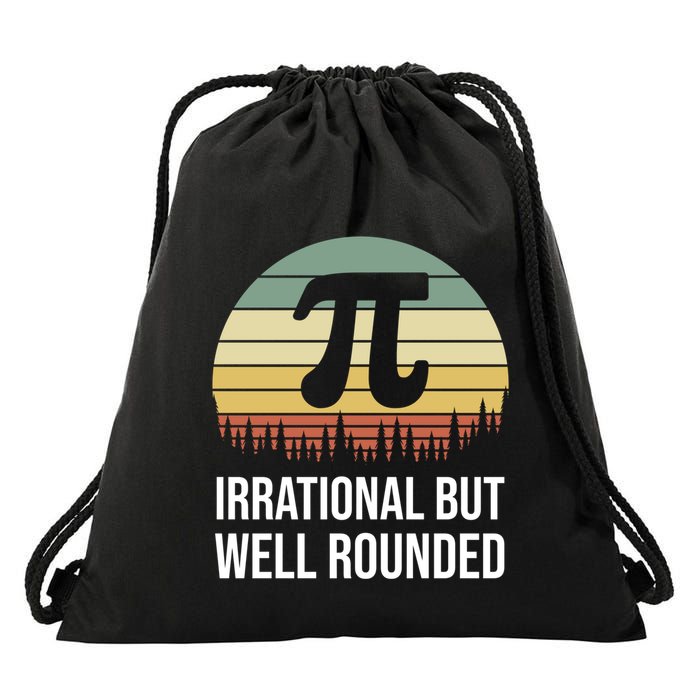 Retro Pi Day Irrational But Well Rounded Funny Math Teacher Gift Drawstring Bag