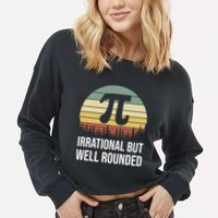 Retro Pi Day Irrational But Well Rounded Funny Math Teacher Gift Cropped Pullover Crew