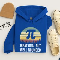 Retro Pi Day Irrational But Well Rounded Funny Math Teacher Gift Hoodie