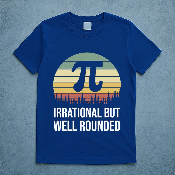 Retro Pi Day Irrational But Well Rounded Funny Math Teacher Gift T-Shirt