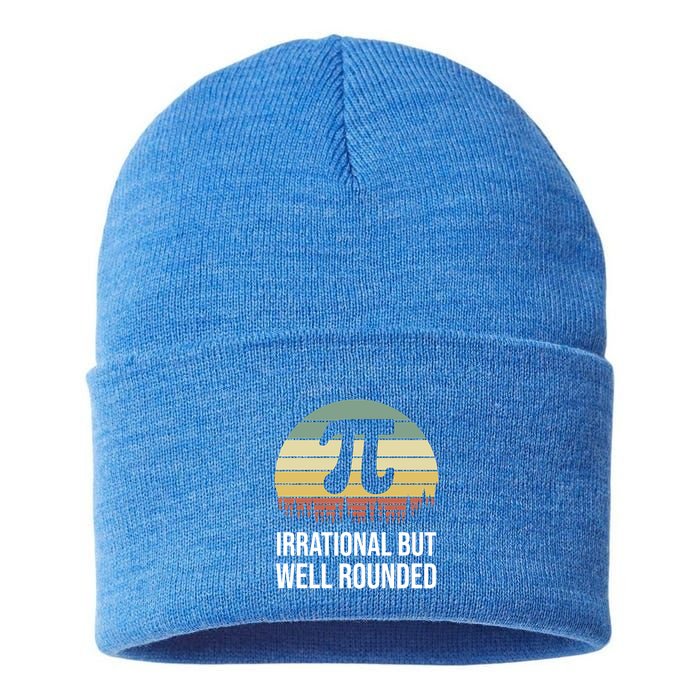 Retro Pi Day Irrational But Well Rounded Funny Math Teacher Gift Sustainable Knit Beanie