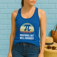 Retro Pi Day Irrational But Well Rounded Funny Math Teacher Gift Womens Tank Top