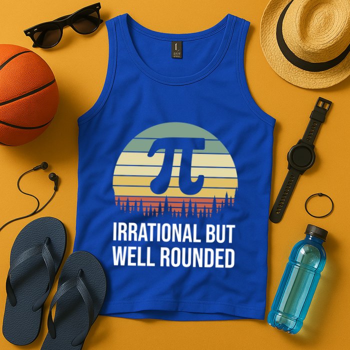 Retro Pi Day Irrational But Well Rounded Funny Math Teacher Gift Tank Top