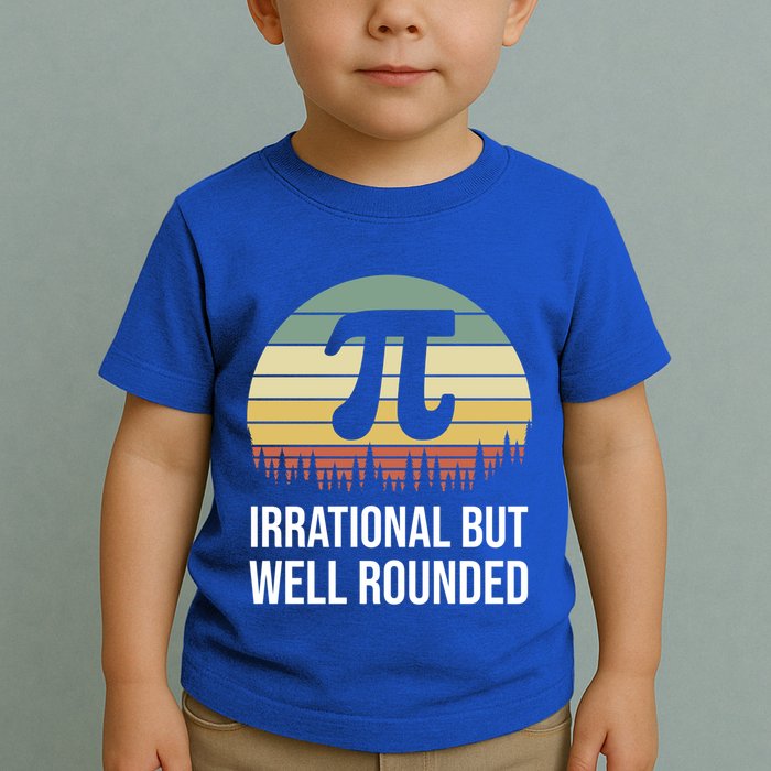 Retro Pi Day Irrational But Well Rounded Funny Math Teacher Gift Toddler T-Shirt