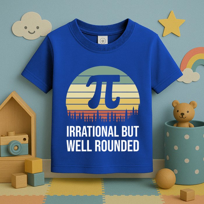 Retro Pi Day Irrational But Well Rounded Funny Math Teacher Gift Toddler T-Shirt