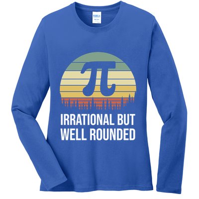 Retro Pi Day Irrational But Well Rounded Funny Math Teacher Gift Ladies Long Sleeve Shirt