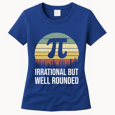 Retro Pi Day Irrational But Well Rounded Funny Math Teacher Gift Womens T-Shirt