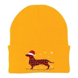 Red Plaid Dachshund Christmas Loves Led Gift Cute Dog Lover Gift Knit Cap Winter Beanie