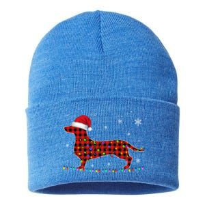 Red Plaid Dachshund Christmas Loves Led Gift Cute Dog Lover Gift Sustainable Knit Beanie