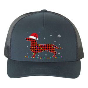 Red Plaid Dachshund Christmas Loves Led Gift Cute Dog Lover Gift Yupoong Adult 5-Panel Trucker Hat