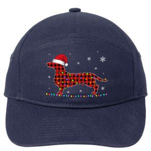 Red Plaid Dachshund Christmas Loves Led Gift Cute Dog Lover Gift 7-Panel Snapback Hat