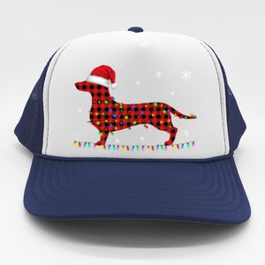 Red Plaid Dachshund Christmas Loves Led Gift Cute Dog Lover Gift Trucker Hat