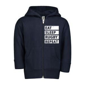 Rugby Player Eat Sleep Rugby Repeat Funny Rugby Toddler Zip Fleece Hoodie