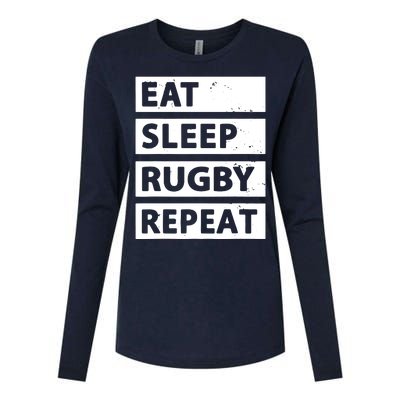 Rugby Player Eat Sleep Rugby Repeat Funny Rugby Womens Cotton Relaxed Long Sleeve T-Shirt