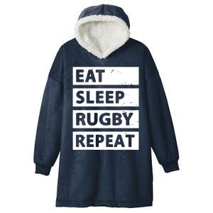 Rugby Player Eat Sleep Rugby Repeat Funny Rugby Hooded Wearable Blanket