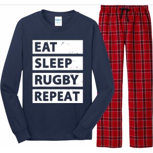 Rugby Player Eat Sleep Rugby Repeat Funny Rugby Long Sleeve Pajama Set