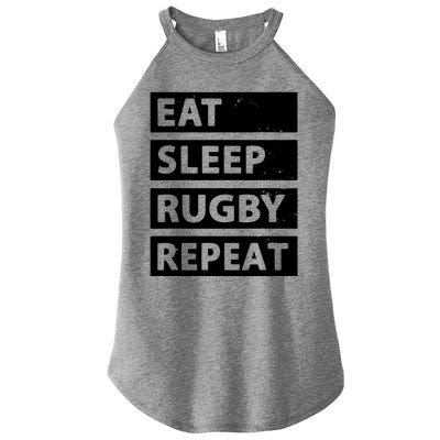 Rugby Player Eat Sleep Rugby Repeat Funny Rugby Women’s Perfect Tri Rocker Tank