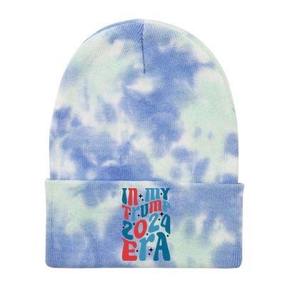 Retro Political Era Motif Tie Dye 12in Knit Beanie