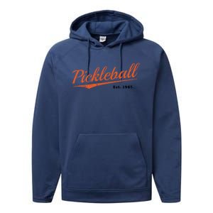 Retro Pickleball Est 1965 Design Pickleball Cool Gift Performance Fleece Hoodie