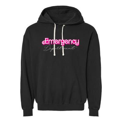 Retro Pink Emergency Departt Nurses Er Doctor Garment-Dyed Fleece Hoodie