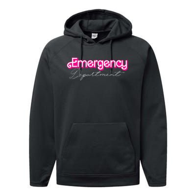 Retro Pink Emergency Departt Nurses Er Doctor Performance Fleece Hoodie