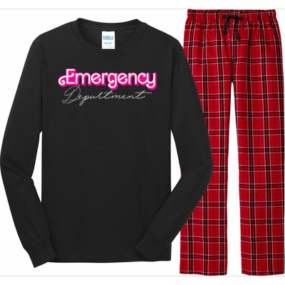 Retro Pink Emergency Departt Nurses Er Doctor Long Sleeve Pajama Set