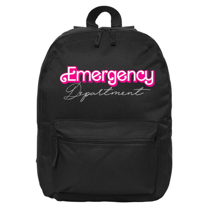 Retro Pink Emergency Departt Nurses Er Doctor 16 in Basic Backpack