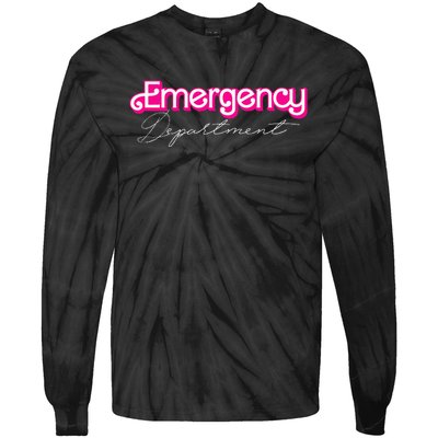 Retro Pink Emergency Departt Nurses Er Doctor Tie-Dye Long Sleeve Shirt