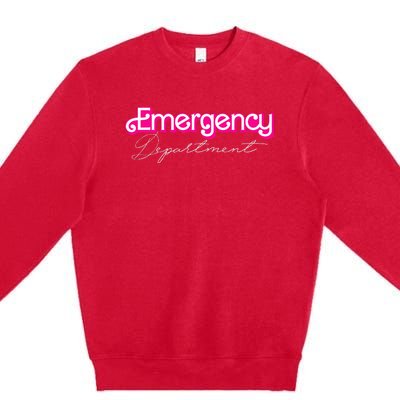 Retro Pink Emergency Departt Nurses Er Doctor Premium Crewneck Sweatshirt