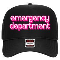 Retro Pink Emergency Departt Nurses Er Doctor High Crown Mesh Back Trucker Hat