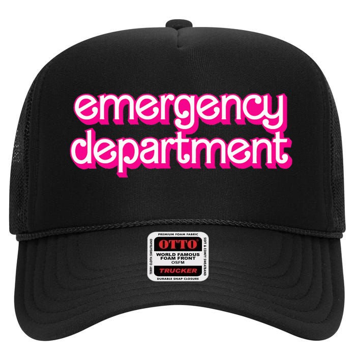 Retro Pink Emergency Departt Nurses Er Doctor High Crown Mesh Back Trucker Hat