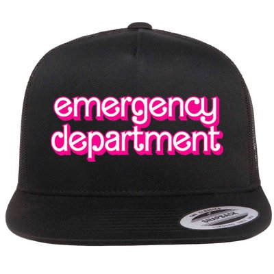 Retro Pink Emergency Departt Nurses Er Doctor Flat Bill Trucker Hat