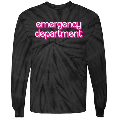 Retro Pink Emergency Departt Nurses Er Doctor Tie-Dye Long Sleeve Shirt