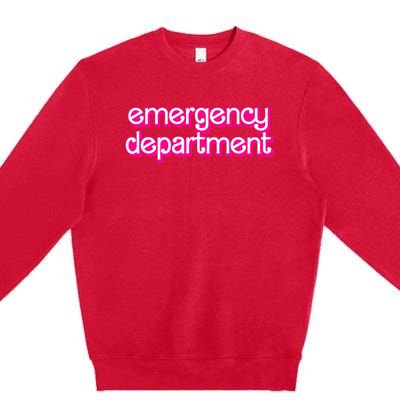 Retro Pink Emergency Departt Nurses Er Doctor Premium Crewneck Sweatshirt