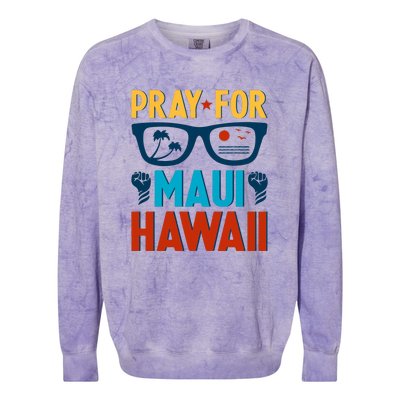 Retro Pray For Maui Support Hawaii Gift Colorblast Crewneck Sweatshirt